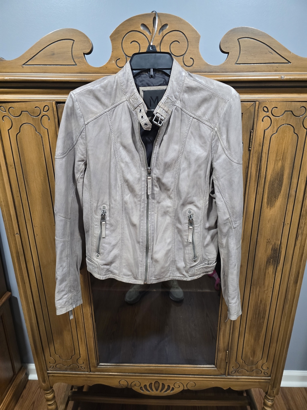 Mauritius Vegetable-Tanned Lambskin Leather Jacket Gray L
